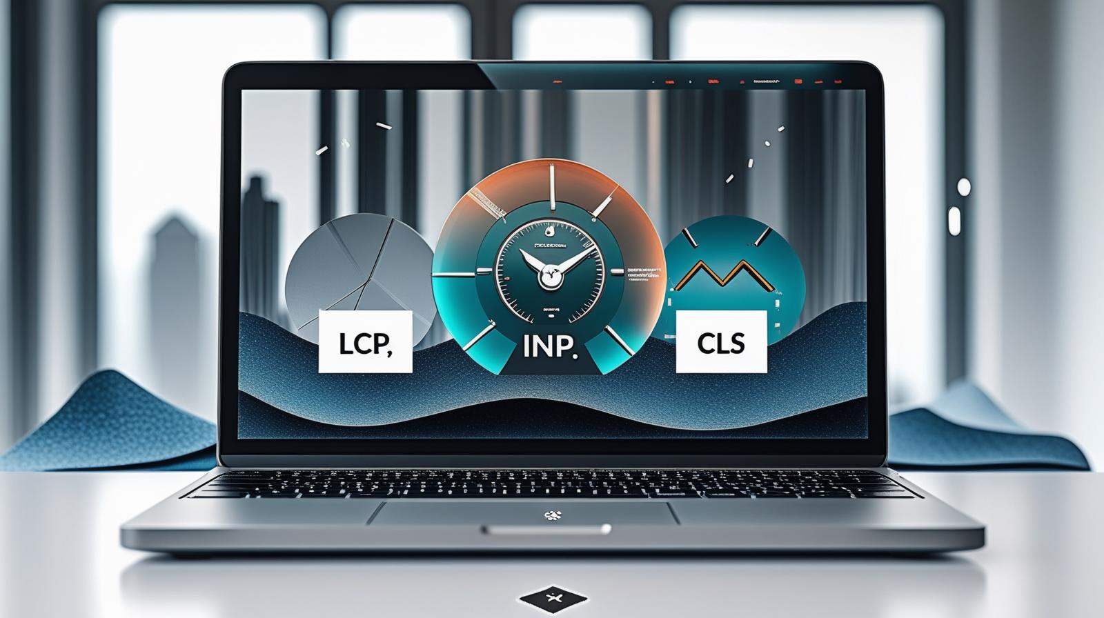 Add LCP INP And CLS In This Image And And Remove The Exiting Text From The White Block On The Image With Laptop